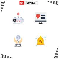 Mobile Interface Flat Icon Set of 4 Pictograms of check wedding gamepad heart hand Editable Vector Design Elements