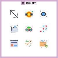 Group of 9 Flat Colors Signs and Symbols for costume device global fax connection Editable Vector Design Elements