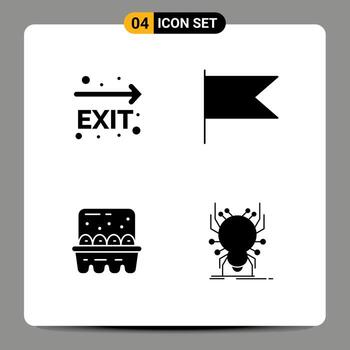 paquete de línea vectorial editable de 4 glifos sólidos simples de huevos de salida marca de navegación error elementos de diseño vectorial editables vector