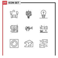 Set of 9 Commercial Outlines pack for calipers deal robotics house document Editable Vector Design Elements