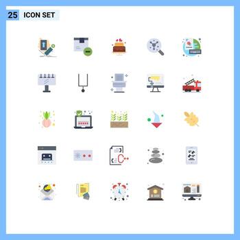 User Interface Pack of 25 Basic Flat Colors of science atom goods search heart Editable Vector Design Elements