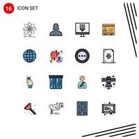 Set of 16 Modern UI Icons Symbols Signs for office cards coding business programing Editable Creative Vector Design Elements