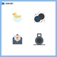 4 Creative Icons Modern Signs and Symbols of duck islam berry thanksgiving dumbbell Editable Vector Design Elements