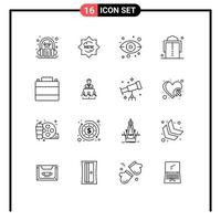 Set of 16 Commercial Outlines pack for clothes accessories eye girdle belt Editable Vector Design Elements