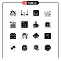 Pack of 16 creative Solid Glyphs of instrument wifi medical signal devices Editable Vector Design Elements