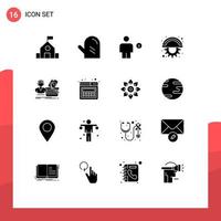 16 User Interface Solid Glyph Pack of modern Signs and Symbols of salary line avatar cutter human Editable Vector Design Elements