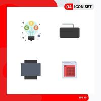 Modern Set of 4 Flat Icons Pictograph of income audit budget stone document Editable Vector Design Elements