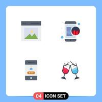4 Universal Flat Icons Set for Web and Mobile Applications communication access picture mobile password Editable Vector Design Elements