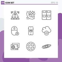 9 Universal Outline Signs Symbols of mouse gadget firefighter devices sushi Editable Vector Design Elements