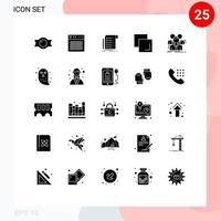 Pictogram Set of 25 Simple Solid Glyphs of teamwork layers file duplicate checklist Editable Vector Design Elements