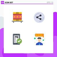 Universal Icon Symbols Group of 4 Modern Flat Icons of cupboard security share gdpr customer satisfaction Editable Vector Design Elements