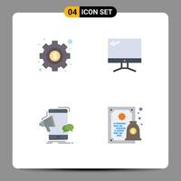 4 Creative Icons Modern Signs and Symbols of management marketing computer imac megaphone Editable Vector Design Elements