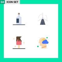 4 Thematic Vector Flat Icons and Editable Symbols of bottle ice cream turbine power cloud Editable Vector Design Elements