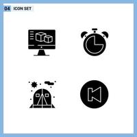 Modern Set of 4 Solid Glyphs and symbols such as computer chair computing education arrow Editable Vector Design Elements
