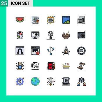 paquete de color plano de línea rellena de 25 símbolos universales de elementos de diseño vectorial editables web de archivo web de correo electrónico adjunto vector