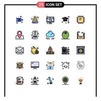 paquete de iconos de vector de stock de 25 signos y símbolos de línea para elementos de diseño de vector editables de graduación de estudio de búsqueda de chip de cpu