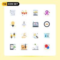 16 Universal Flat Colors Set for Web and Mobile Applications ribbon cancer star report page Editable Pack of Creative Vector Design Elements