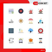Set of 16 Commercial Flat Colors pack for vehicles sail internet of things boat spa Editable Pack of Creative Vector Design Elements