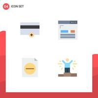 Universal Icon Symbols Group of 4 Modern Flat Icons of finance delete no development file Editable Vector Design Elements