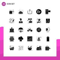 Set of 25 Modern UI Icons Symbols Signs for heart movie upload media camera Editable Vector Design Elements