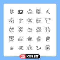 Mobile Interface Line Set of 25 Pictograms of left report setting medicine history Editable Vector Design Elements