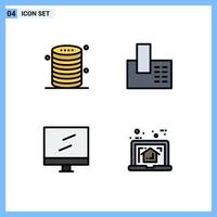 Stock Vector Icon Pack of 4 Line Signs and Symbols for cloud computer server call mac Editable Vector Design Elements