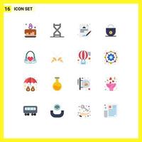 16 User Interface Flat Color Pack of modern Signs and Symbols of hearts lock genetics money business Editable Pack of Creative Vector Design Elements