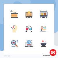 User Interface Pack of 9 Basic Flat Colors of drink your monitor mind online shopping Editable Vector Design Elements