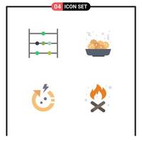 Group of 4 Modern Flat Icons Set for abacus world salad arrow fire Editable Vector Design Elements