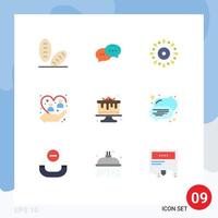 Group of 9 Flat Colors Signs and Symbols for cake people event human care Editable Vector Design Elements