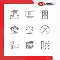 Outline Pack of 9 Universal Symbols of public call password tone pantone Editable Vector Design Elements