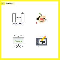 4 Universal Flat Icons Set for Web and Mobile Applications bridge electronic industrial artificial emc Editable Vector Design Elements