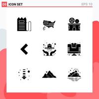 Set of 9 Modern UI Icons Symbols Signs for hands left usa back ticket Editable Vector Design Elements