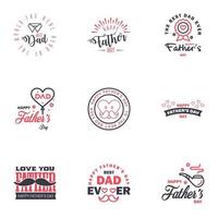 Happy fathers day 9 Black and Pink vintage retro type font Illustrator eps10 Editable Vector Design Elements