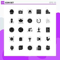 Pictogram Set of 25 Simple Solid Glyphs of music deck lens console down Editable Vector Design Elements