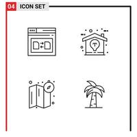 Group of 4 Modern Filledline Flat Colors Set for page compass file design map Editable Vector Design Elements
