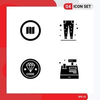 4 User Interface Solid Glyph Pack of modern Signs and Symbols of find shopping mapquest fashion coding Editable Vector Design Elements