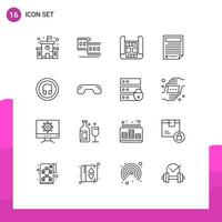 16 Universal Outline Signs Symbols of basic earphone construction report document Editable Vector Design Elements