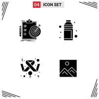 4 User Interface Solid Glyph Pack of modern Signs and Symbols of goals summer target beach awareness Editable Vector Design Elements