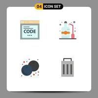 conjunto de 4 iconos planos vectoriales en la cuadrícula para el navegador botella de codificación de arándanos elementos de diseño vectorial editables de acción de gracias vector