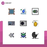 Group of 9 Filledline Flat Colors Signs and Symbols for computer conditioner toggle air info Editable Vector Design Elements