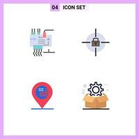 conjunto de iconos planos de interfaz móvil de 4 pictogramas de elementos de diseño vectorial editables de signo de bolsa de ingeniería de ubicación ensamblada vector