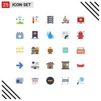 Mobile Interface Flat Color Set of 25 Pictograms of display aroma data storage spa herb Editable Vector Design Elements