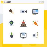 Pictogram Set of 9 Simple Flat Colors of carrot education computer building winner Editable Vector Design Elements