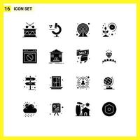Modern Set of 16 Solid Glyphs Pictograph of stop smart caution grow farmer Editable Vector Design Elements