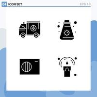 Modern Set of 4 Solid Glyphs Pictograph of ambulance air help summer outdoor Editable Vector Design Elements