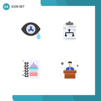Flat Icon Pack of 4 Universal Symbols of mutation menu clipboard document food Editable Vector Design Elements