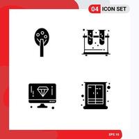 4 User Interface Solid Glyph Pack of modern Signs and Symbols of nature computer chemistry tubes cupboard Editable Vector Design Elements