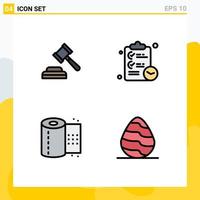 Modern Set of 4 Filledline Flat Colors Pictograph of auction toilet checklist time easter Editable Vector Design Elements