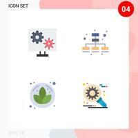 paquete de iconos de vectores de stock de 4 signos y símbolos de línea para configurar el marketing de pantalla de flores personalizar elementos de diseño de vectores editables